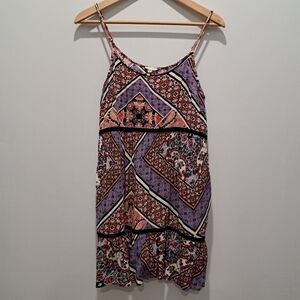 En Creme Boho Crochet Strappy Indie Y2K Boho Tunic Top Mini Dress Womens M